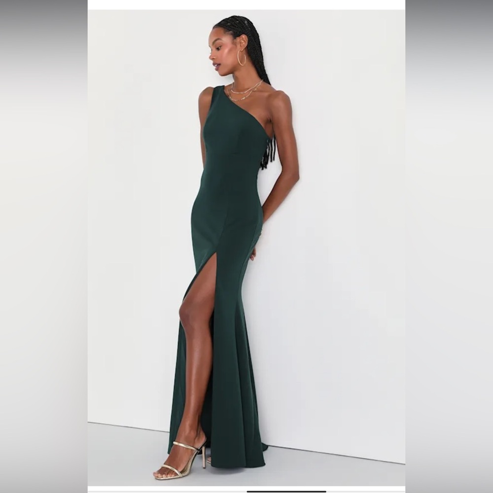Beloved Moments Emerald Green One-shoulder Mermaid Dress
